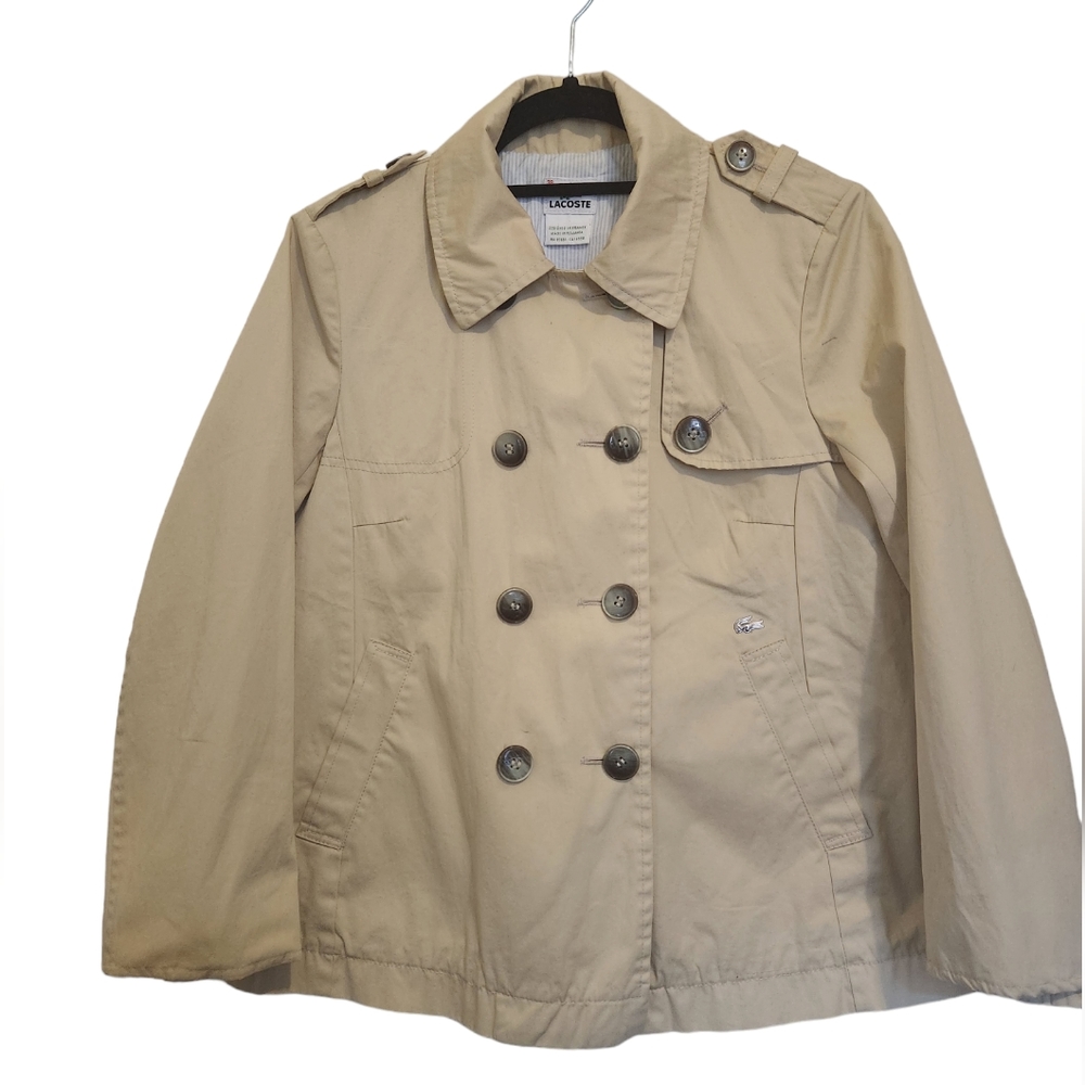 Lacoste Cream Cropped Trenchcoat Size 38 / S